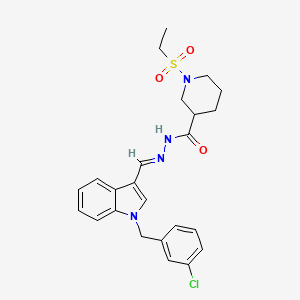 molecular formula C24H27ClN4O3S B4759004 N'-{[1-(3-chlorobenzyl)-1H-indol-3-yl]methylene}-1-(ethylsulfonyl)-3-piperidinecarbohydrazide 