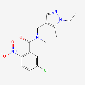 molecular formula C15H17ClN4O3 B4759019 5-chloro-N-[(1-ethyl-5-methyl-1H-pyrazol-4-yl)methyl]-N-methyl-2-nitrobenzamide 