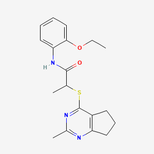 molecular formula C19H23N3O2S B4759030 N-(2-ethoxyphenyl)-2-[(2-methyl-6,7-dihydro-5H-cyclopenta[d]pyrimidin-4-yl)thio]propanamide 