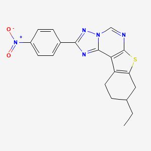 molecular formula C19H17N5O2S B4759055 9-ethyl-2-(4-nitrophenyl)-8,9,10,11-tetrahydro[1]benzothieno[3,2-e][1,2,4]triazolo[1,5-c]pyrimidine 