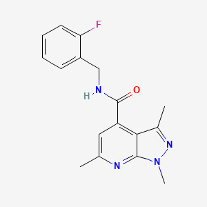 molecular formula C17H17FN4O B4759068 N-(2-fluorobenzyl)-1,3,6-trimethyl-1H-pyrazolo[3,4-b]pyridine-4-carboxamide 