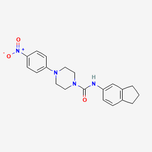 molecular formula C20H22N4O3 B4759109 N-(2,3-dihydro-1H-inden-5-yl)-4-(4-nitrophenyl)-1-piperazinecarboxamide 