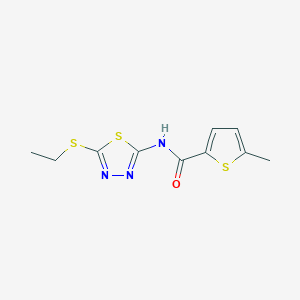 molecular formula C10H11N3OS3 B4759142 N-[5-(ethylthio)-1,3,4-thiadiazol-2-yl]-5-methyl-2-thiophenecarboxamide 