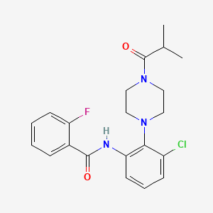 molecular formula C21H23ClFN3O2 B4759159 N-[3-chloro-2-(4-isobutyryl-1-piperazinyl)phenyl]-2-fluorobenzamide 
