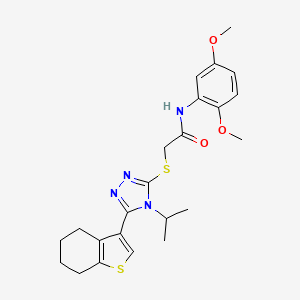 molecular formula C23H28N4O3S2 B4759191 N-(2,5-dimethoxyphenyl)-2-{[4-isopropyl-5-(4,5,6,7-tetrahydro-1-benzothien-3-yl)-4H-1,2,4-triazol-3-yl]thio}acetamide 