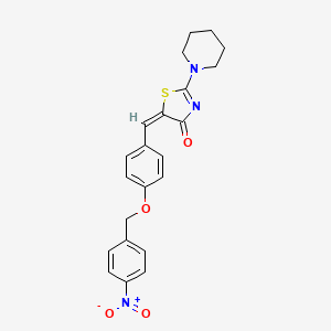 molecular formula C22H21N3O4S B4759199 5-{4-[(4-nitrobenzyl)oxy]benzylidene}-2-(1-piperidinyl)-1,3-thiazol-4(5H)-one 