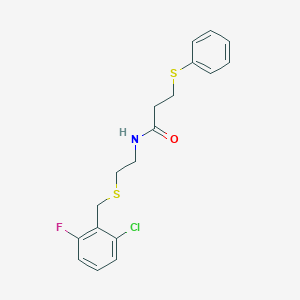 molecular formula C18H19ClFNOS2 B4759220 N-{2-[(2-chloro-6-fluorobenzyl)thio]ethyl}-3-(phenylthio)propanamide 