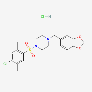 molecular formula C20H24Cl2N2O4S B4759252 1-(1,3-benzodioxol-5-ylmethyl)-4-[(4-chloro-2,5-dimethylphenyl)sulfonyl]piperazine hydrochloride 