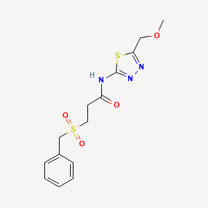 molecular formula C14H17N3O4S2 B4759261 3-(benzylsulfonyl)-N-[5-(methoxymethyl)-1,3,4-thiadiazol-2-yl]propanamide 
