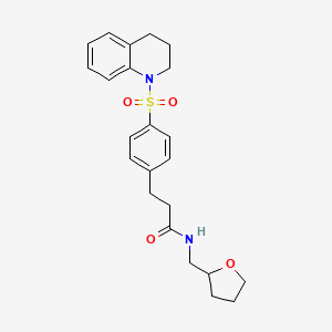 molecular formula C23H28N2O4S B4759273 3-[4-(3,4-dihydro-1(2H)-quinolinylsulfonyl)phenyl]-N-(tetrahydro-2-furanylmethyl)propanamide 