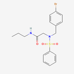 molecular formula C18H21BrN2O3S B4759278 N~2~-(4-bromobenzyl)-N~2~-(phenylsulfonyl)-N~1~-propylglycinamide 