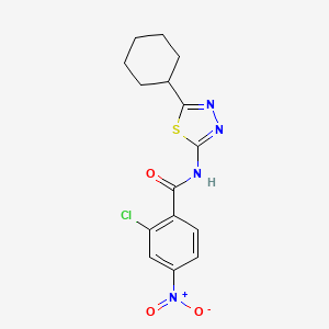 molecular formula C15H15ClN4O3S B4759282 2-chloro-N-(5-cyclohexyl-1,3,4-thiadiazol-2-yl)-4-nitrobenzamide 