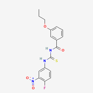 molecular formula C17H16FN3O4S B4759319 N-{[(4-fluoro-3-nitrophenyl)amino]carbonothioyl}-3-propoxybenzamide 