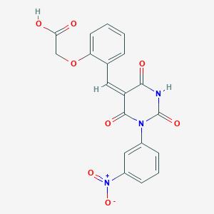 molecular formula C19H13N3O8 B4759328 (2-{[1-(3-nitrophenyl)-2,4,6-trioxotetrahydro-5(2H)-pyrimidinylidene]methyl}phenoxy)acetic acid 