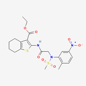 molecular formula C21H25N3O7S2 B4759340 ethyl 2-{[N-(2-methyl-5-nitrophenyl)-N-(methylsulfonyl)glycyl]amino}-4,5,6,7-tetrahydro-1-benzothiophene-3-carboxylate 