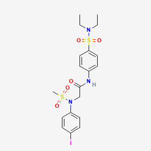 molecular formula C19H24IN3O5S2 B4759342 N~1~-{4-[(diethylamino)sulfonyl]phenyl}-N~2~-(4-iodophenyl)-N~2~-(methylsulfonyl)glycinamide 