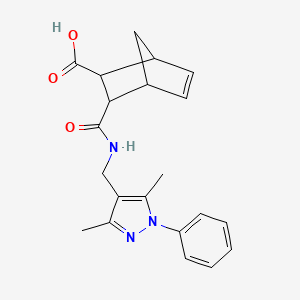 molecular formula C21H23N3O3 B4759361 3-({[(3,5-dimethyl-1-phenyl-1H-pyrazol-4-yl)methyl]amino}carbonyl)bicyclo[2.2.1]hept-5-ene-2-carboxylic acid 