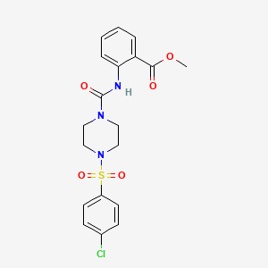molecular formula C19H20ClN3O5S B4759377 methyl 2-[({4-[(4-chlorophenyl)sulfonyl]-1-piperazinyl}carbonyl)amino]benzoate 