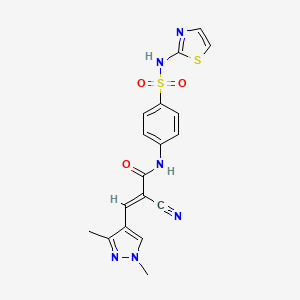 molecular formula C18H16N6O3S2 B4759381 2-cyano-3-(1,3-dimethyl-1H-pyrazol-4-yl)-N-{4-[(1,3-thiazol-2-ylamino)sulfonyl]phenyl}acrylamide 