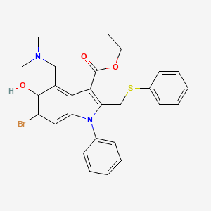 molecular formula C27H27BrN2O3S B4759418 ethyl 6-bromo-4-[(dimethylamino)methyl]-5-hydroxy-1-phenyl-2-[(phenylthio)methyl]-1H-indole-3-carboxylate 