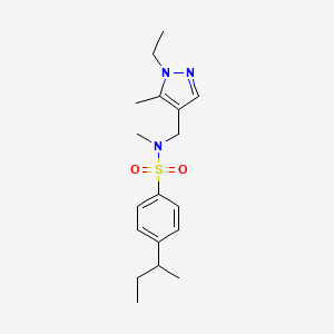 molecular formula C18H27N3O2S B4759429 4-sec-butyl-N-[(1-ethyl-5-methyl-1H-pyrazol-4-yl)methyl]-N-methylbenzenesulfonamide 
