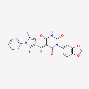molecular formula C24H19N3O5 B4759470 1-(1,3-benzodioxol-5-yl)-5-[(2,5-dimethyl-1-phenyl-1H-pyrrol-3-yl)methylene]-2,4,6(1H,3H,5H)-pyrimidinetrione 