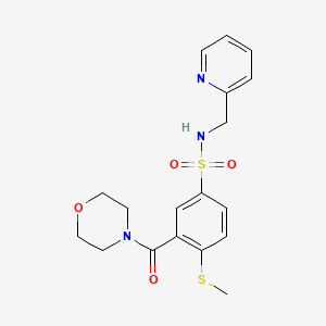 molecular formula C18H21N3O4S2 B4759487 4-(methylthio)-3-(4-morpholinylcarbonyl)-N-(2-pyridinylmethyl)benzenesulfonamide 