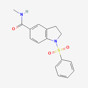 molecular formula C16H16N2O3S B4759499 N-methyl-1-(phenylsulfonyl)-5-indolinecarboxamide 