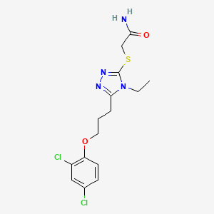 molecular formula C15H18Cl2N4O2S B4759525 2-({5-[3-(2,4-dichlorophenoxy)propyl]-4-ethyl-4H-1,2,4-triazol-3-yl}thio)acetamide 
