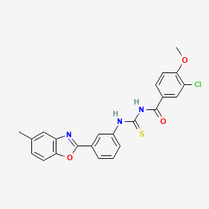 molecular formula C23H18ClN3O3S B4759531 3-chloro-4-methoxy-N-({[3-(5-methyl-1,3-benzoxazol-2-yl)phenyl]amino}carbonothioyl)benzamide 