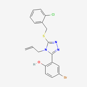molecular formula C18H15BrClN3OS B4759544 2-{4-allyl-5-[(2-chlorobenzyl)thio]-4H-1,2,4-triazol-3-yl}-4-bromophenol 