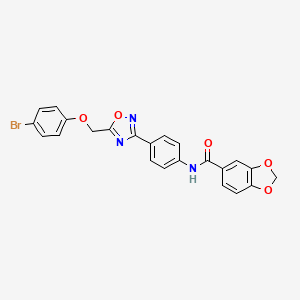 molecular formula C23H16BrN3O5 B4759569 N-(4-{5-[(4-bromophenoxy)methyl]-1,2,4-oxadiazol-3-yl}phenyl)-1,3-benzodioxole-5-carboxamide 