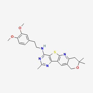 molecular formula C25H28N4O3S B4759620 N-[2-(3,4-dimethoxyphenyl)ethyl]-2,8,8-trimethyl-7,10-dihydro-8H-pyrano[3'',4'':5',6']pyrido[3',2':4,5]thieno[3,2-d]pyrimidin-4-amine 