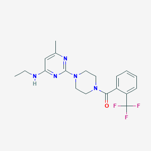 molecular formula C19H22F3N5O B4759626 N-ethyl-6-methyl-2-{4-[2-(trifluoromethyl)benzoyl]-1-piperazinyl}-4-pyrimidinamine 