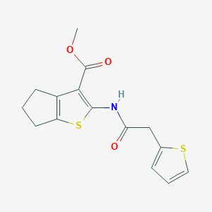 molecular formula C15H15NO3S2 B4759632 methyl 2-[(2-thienylacetyl)amino]-5,6-dihydro-4H-cyclopenta[b]thiophene-3-carboxylate 