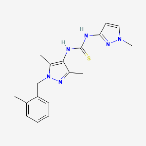 molecular formula C18H22N6S B4759638 N-[3,5-dimethyl-1-(2-methylbenzyl)-1H-pyrazol-4-yl]-N'-(1-methyl-1H-pyrazol-3-yl)thiourea 