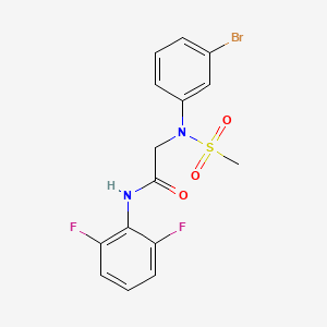 molecular formula C15H13BrF2N2O3S B4759655 N~2~-(3-bromophenyl)-N~1~-(2,6-difluorophenyl)-N~2~-(methylsulfonyl)glycinamide 