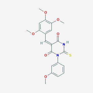 molecular formula C21H20N2O6S B4759695 1-(3-methoxyphenyl)-2-thioxo-5-(2,4,5-trimethoxybenzylidene)dihydro-4,6(1H,5H)-pyrimidinedione 