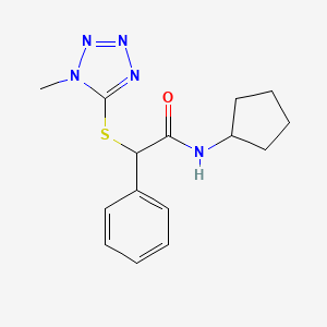 molecular formula C15H19N5OS B4759698 N-cyclopentyl-2-[(1-methyl-1H-tetrazol-5-yl)thio]-2-phenylacetamide 