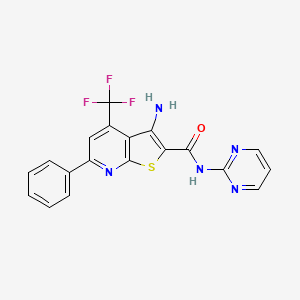 molecular formula C19H12F3N5OS B4759712 3-amino-6-phenyl-N-2-pyrimidinyl-4-(trifluoromethyl)thieno[2,3-b]pyridine-2-carboxamide 