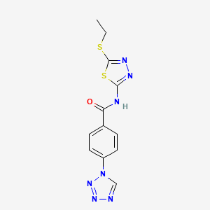 molecular formula C12H11N7OS2 B4759771 N-[5-(ethylthio)-1,3,4-thiadiazol-2-yl]-4-(1H-tetrazol-1-yl)benzamide 