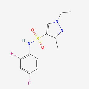 molecular formula C12H13F2N3O2S B4759778 N-(2,4-difluorophenyl)-1-ethyl-3-methyl-1H-pyrazole-4-sulfonamide 