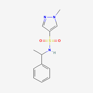 molecular formula C12H15N3O2S B4759806 1-methyl-N-(1-phenylethyl)-1H-pyrazole-4-sulfonamide 