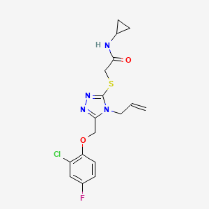 molecular formula C17H18ClFN4O2S B4759810 2-({4-allyl-5-[(2-chloro-4-fluorophenoxy)methyl]-4H-1,2,4-triazol-3-yl}thio)-N-cyclopropylacetamide 