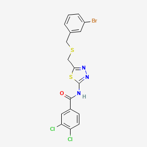 molecular formula C17H12BrCl2N3OS2 B4759832 N-(5-{[(3-bromobenzyl)thio]methyl}-1,3,4-thiadiazol-2-yl)-3,4-dichlorobenzamide 
