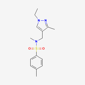 molecular formula C15H21N3O2S B4759842 N-[(1-ethyl-3-methyl-1H-pyrazol-4-yl)methyl]-N,4-dimethylbenzenesulfonamide 