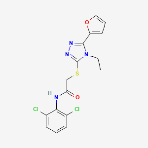 molecular formula C16H14Cl2N4O2S B4759852 N-(2,6-dichlorophenyl)-2-{[4-ethyl-5-(2-furyl)-4H-1,2,4-triazol-3-yl]thio}acetamide 