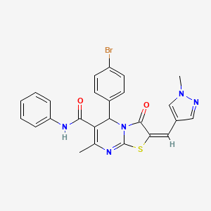molecular formula C25H20BrN5O2S B4759897 5-(4-bromophenyl)-7-methyl-2-[(1-methyl-1H-pyrazol-4-yl)methylene]-3-oxo-N-phenyl-2,3-dihydro-5H-[1,3]thiazolo[3,2-a]pyrimidine-6-carboxamide 