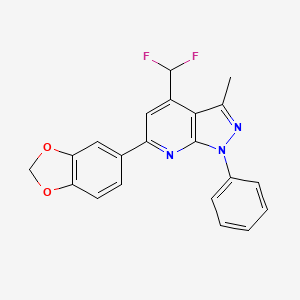 molecular formula C21H15F2N3O2 B4759915 6-(1,3-benzodioxol-5-yl)-4-(difluoromethyl)-3-methyl-1-phenyl-1H-pyrazolo[3,4-b]pyridine 