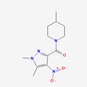 molecular formula C12H18N4O3 B4759917 1-[(1,5-dimethyl-4-nitro-1H-pyrazol-3-yl)carbonyl]-4-methylpiperidine 